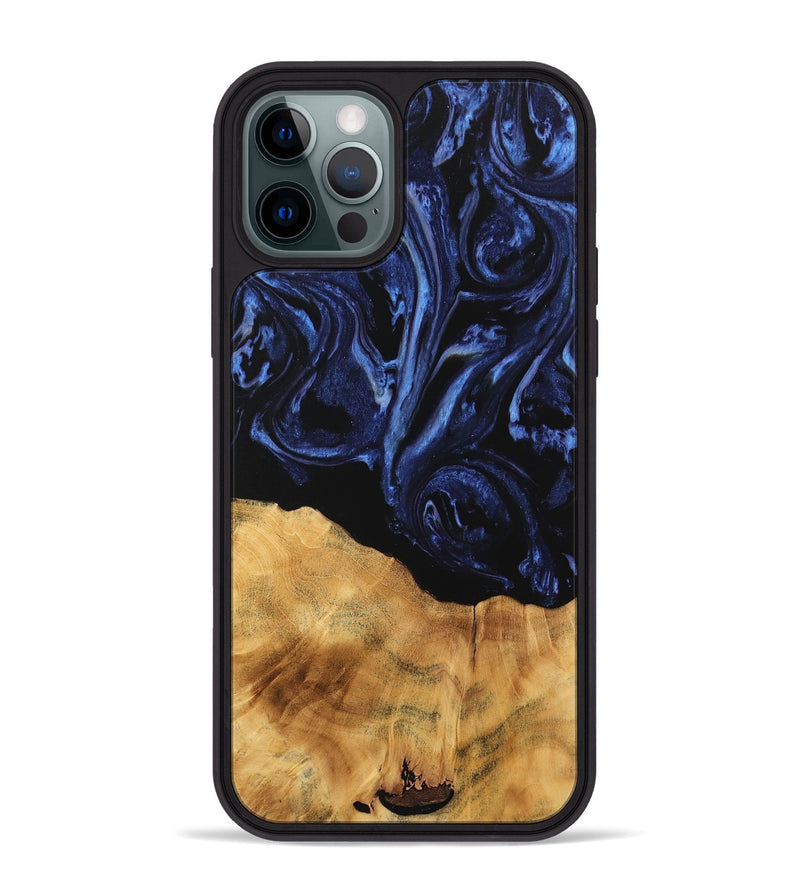 iPhone 12 Pro Max Wood Phone Case - Samual (Blue, 744559)