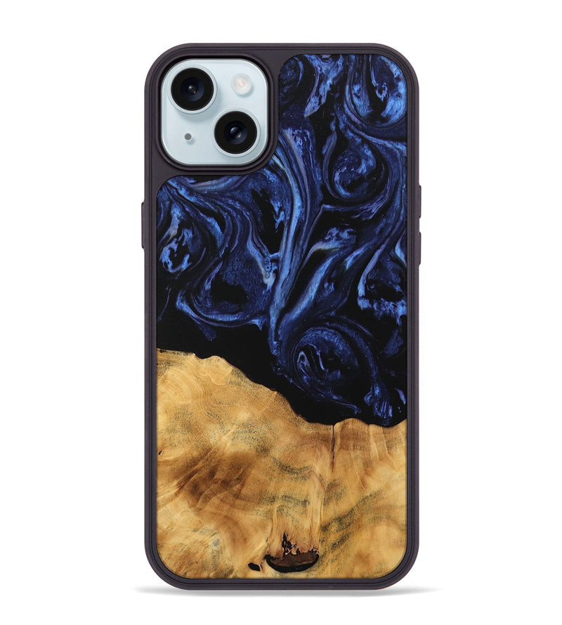 iPhone 15 Plus Wood Phone Case - Samual (Blue, 744559)