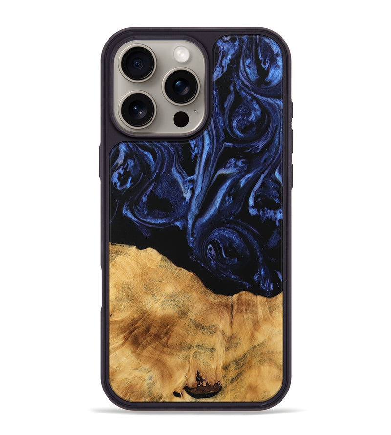 iPhone 16 Pro Max Wood Phone Case - Samual (Blue, 744559)