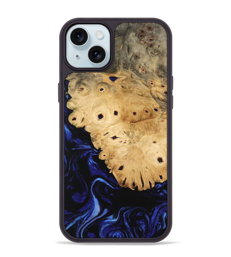 iPhone 15 Plus Wood Phone Case - Evelyne (Blue, 744598)