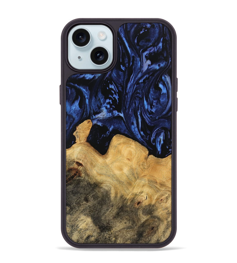 iPhone 15 Plus Wood Phone Case - Loan (Blue, 744608)