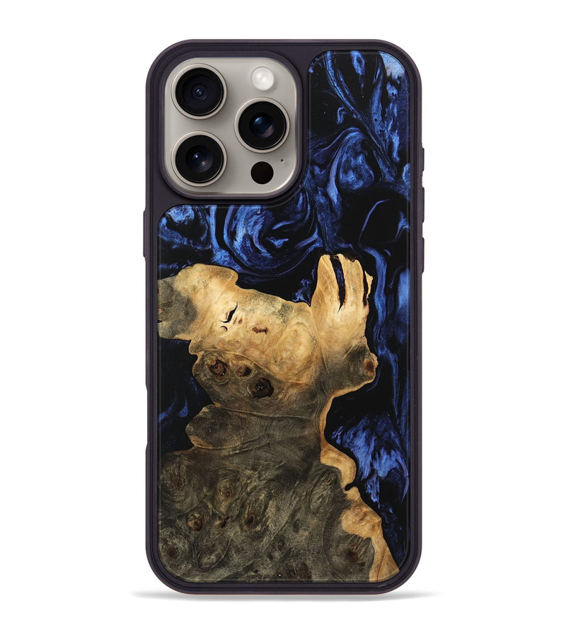 iPhone 16 Pro Max Wood Phone Case - David (Blue, 744618)