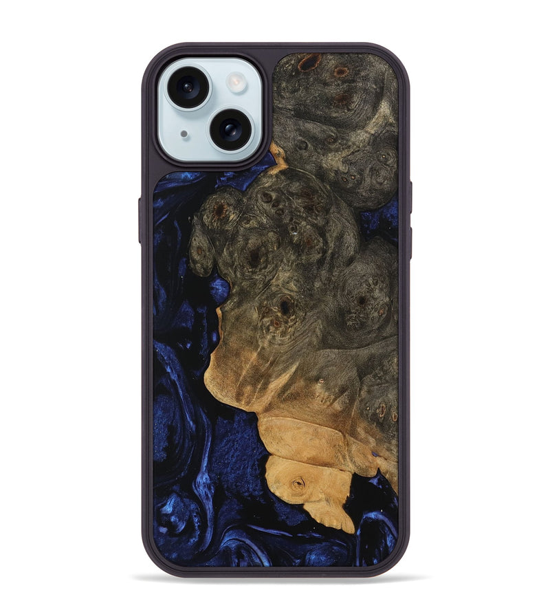 iPhone 15 Plus Wood Phone Case - Javad (Blue, 744619)