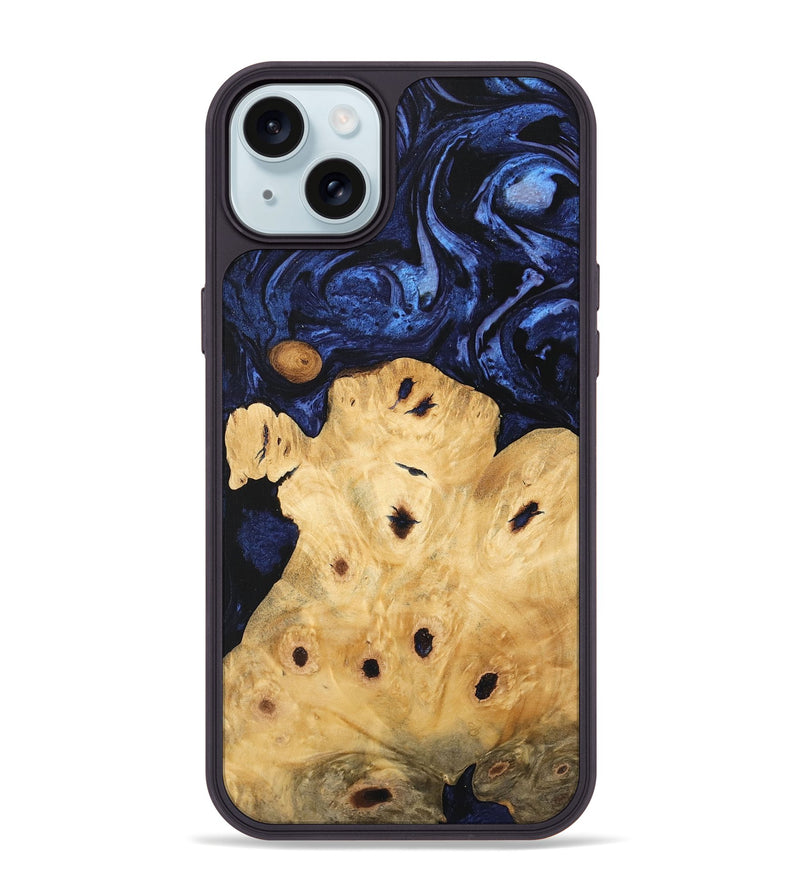 iPhone 15 Plus Wood Phone Case - Ginelle (Blue, 744634)