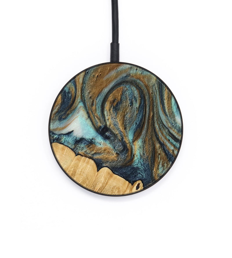 Circle Wood Wireless Charger - Rozina (Teal & Gold, 744635)