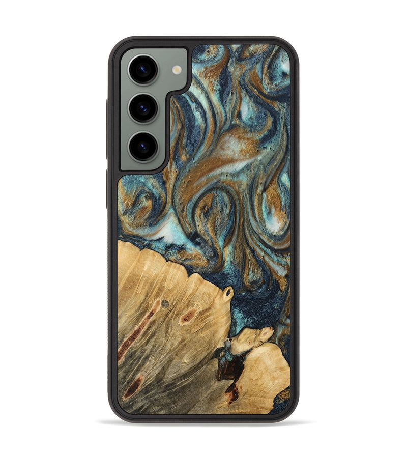 Galaxy S23 Plus Wood Phone Case - Rozina (Teal & Gold, 744635)