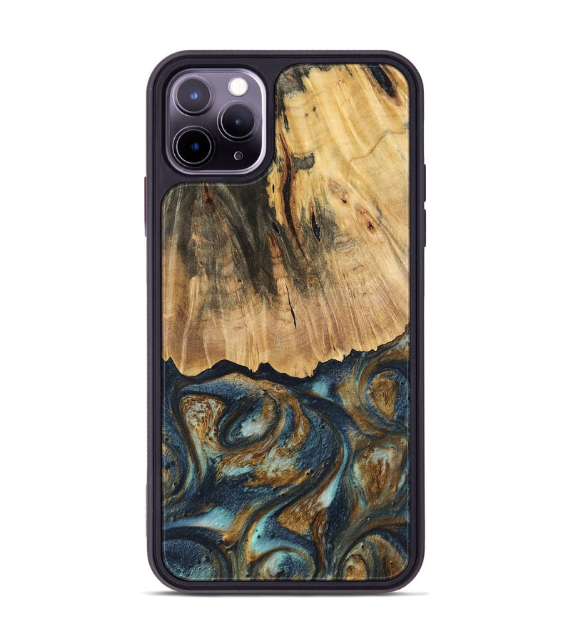 iPhone 11 Pro Max Wood Phone Case - Berger (Teal & Gold, 744646)