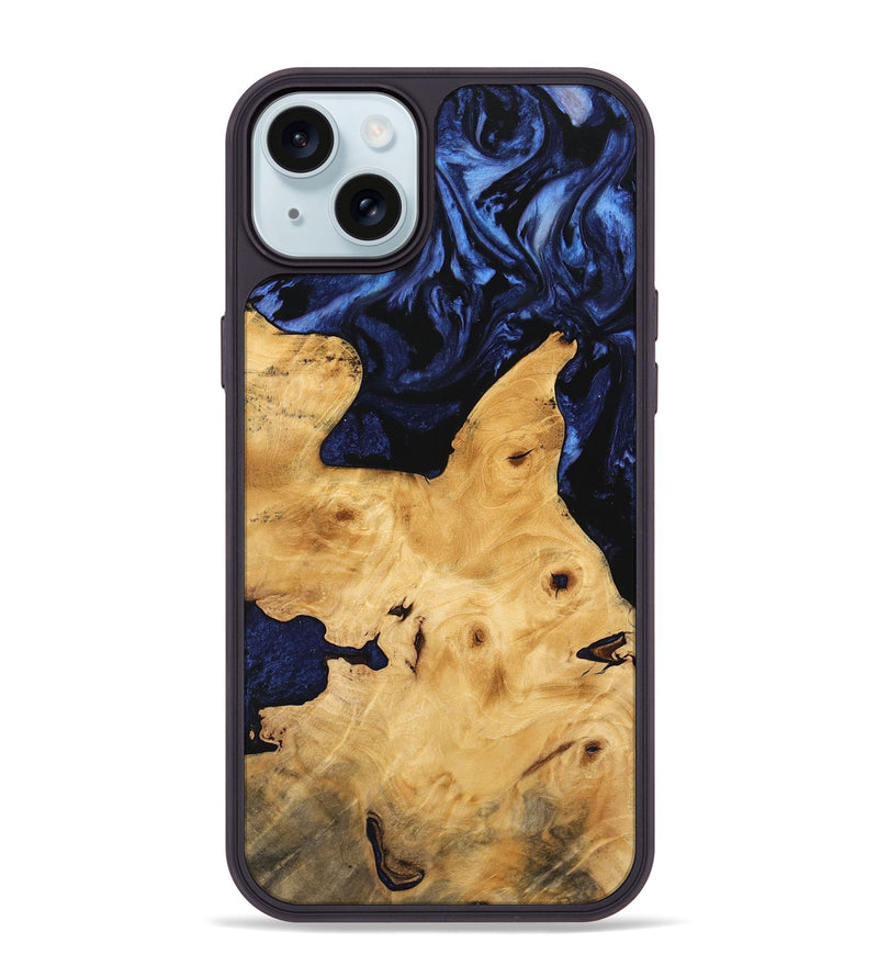 iPhone 15 Plus Wood Phone Case - Tsugio (Blue, 744648)