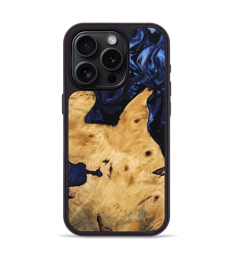 iPhone 15 Pro Wood Phone Case - Tsugio (Blue, 744648)