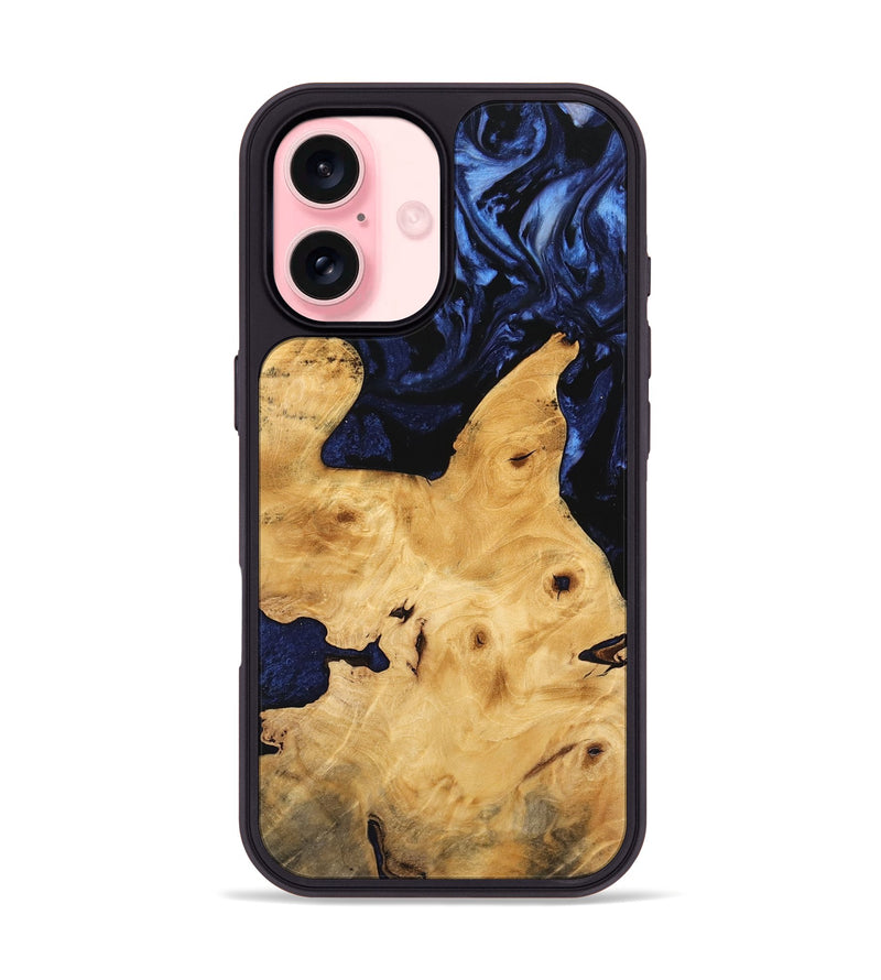 iPhone 16 Wood Phone Case - Tsugio (Blue, 744648)