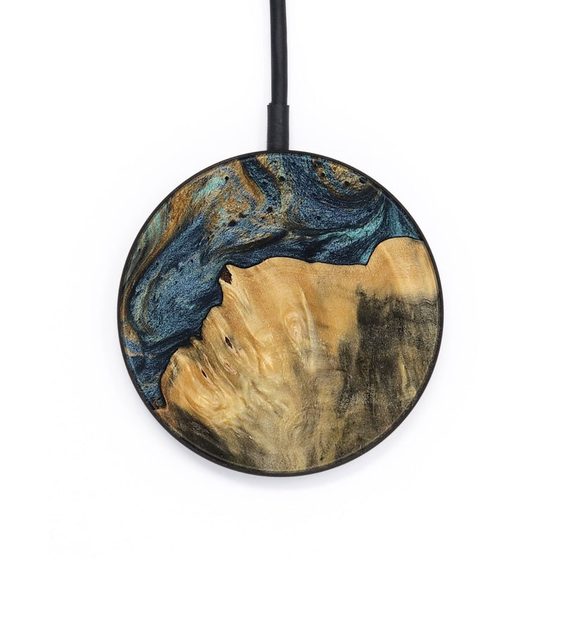 Circle Wood Wireless Charger - Devinne (Teal & Gold, 744649)