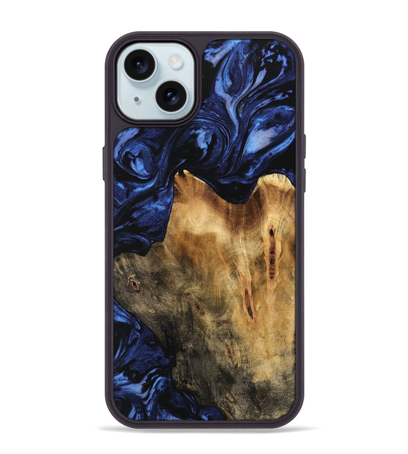 iPhone 15 Plus Wood Phone Case - Calvin (Blue, 744650)