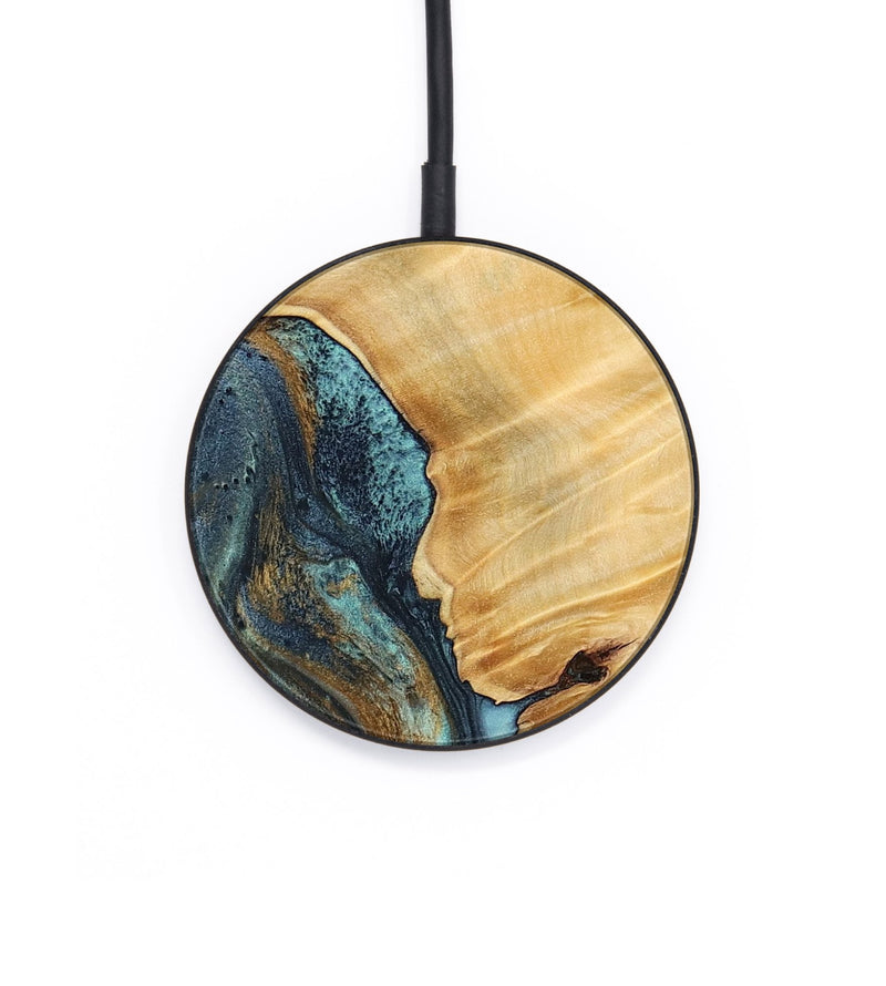 Circle Wood Wireless Charger - Verile (Teal & Gold, 744651)