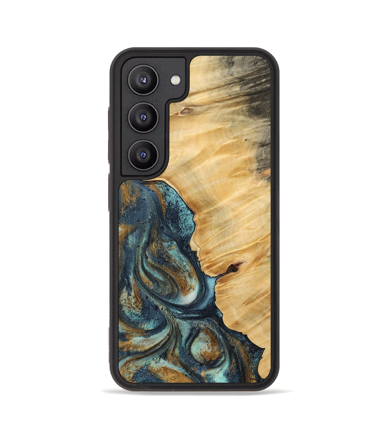 Galaxy S23 Wood Phone Case - Verile (Teal & Gold, 744651)