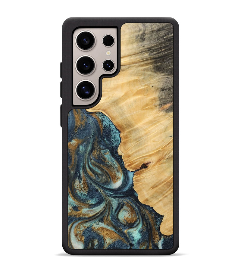 Galaxy S25 Ultra Wood Phone Case - Verile (Teal & Gold, 744651)