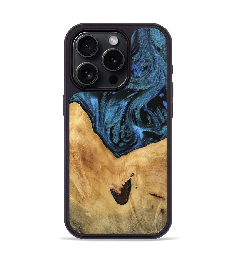 iPhone 15 Pro Wood Phone Case - Shanie (Blue, 744665)