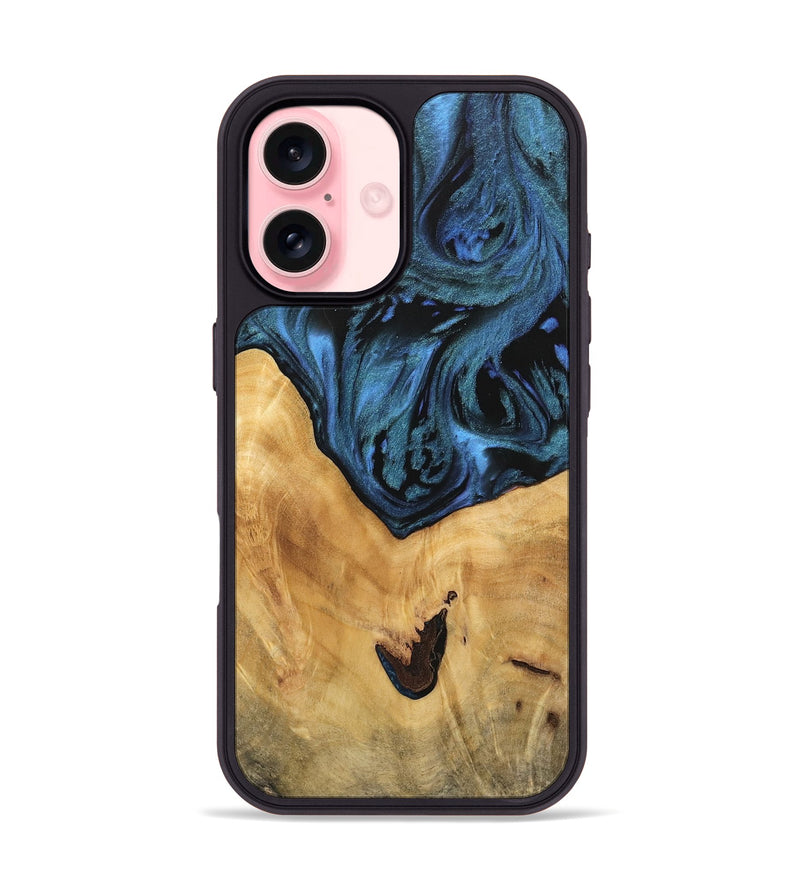 iPhone 16 Wood Phone Case - Shanie (Blue, 744665)