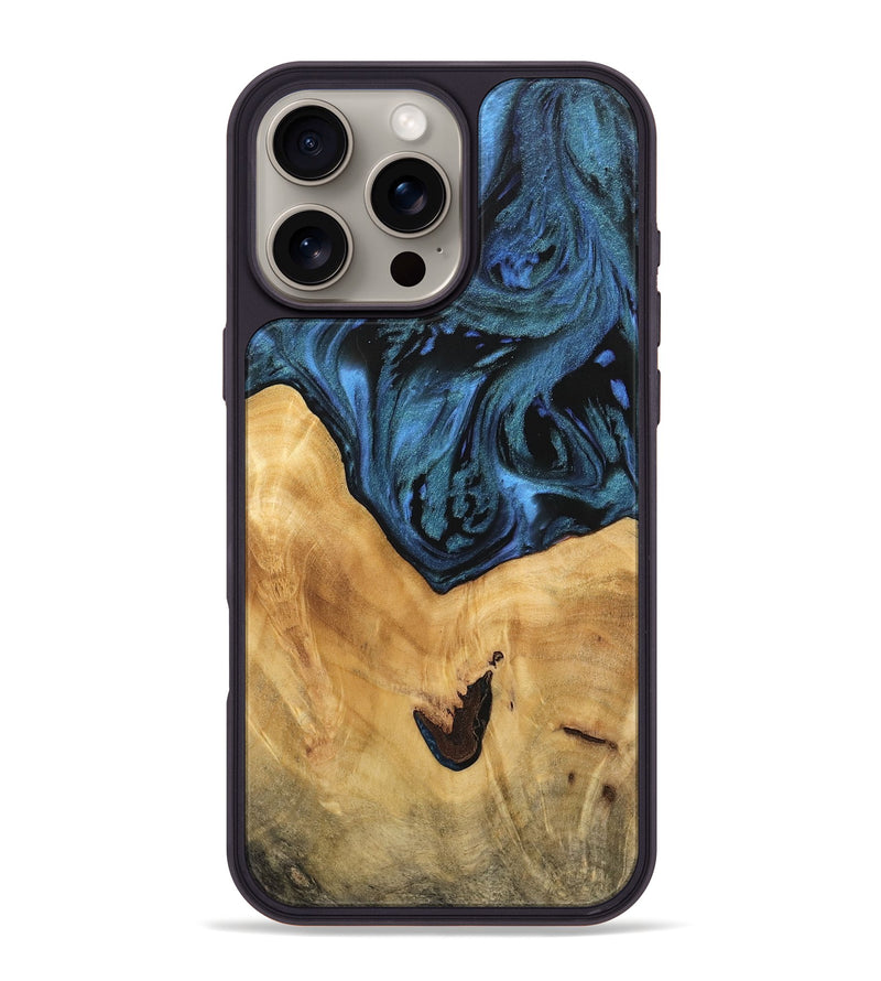 iPhone 16 Pro Max Wood Phone Case - Shanie (Blue, 744665)