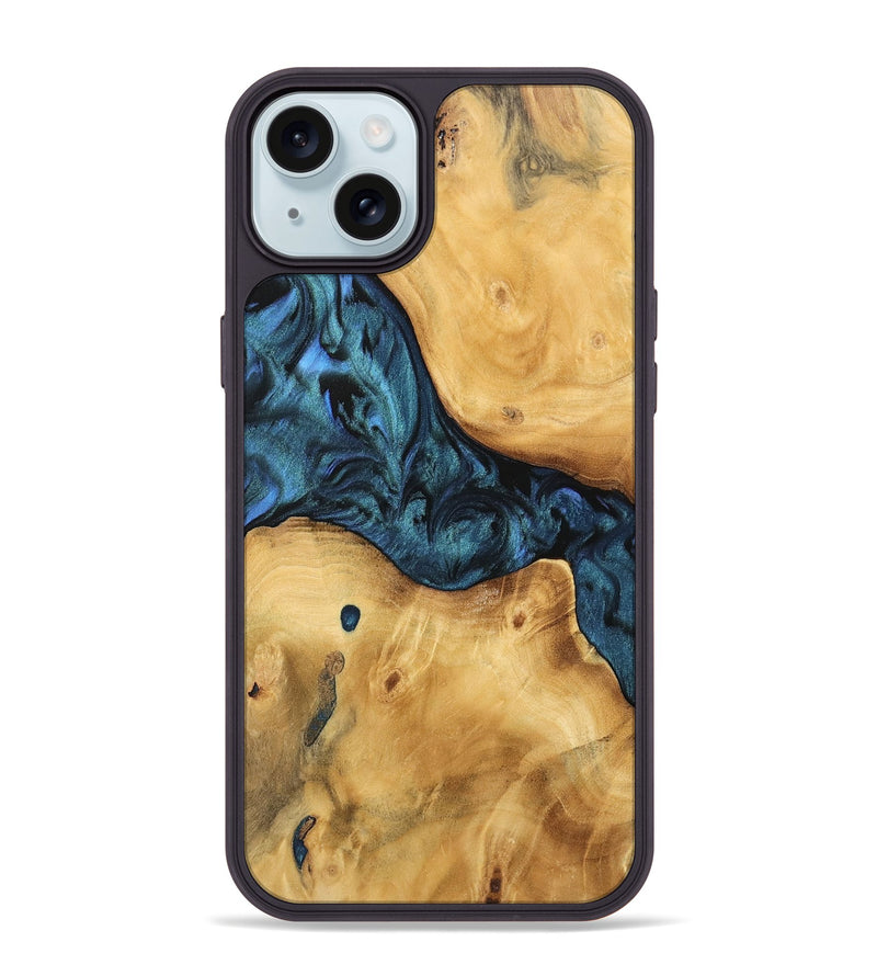 iPhone 15 Plus Wood Phone Case - Trev (Blue, 744674)