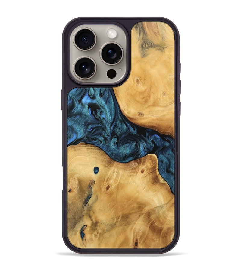 iPhone 16 Pro Max Wood Phone Case - Trev (Blue, 744674)