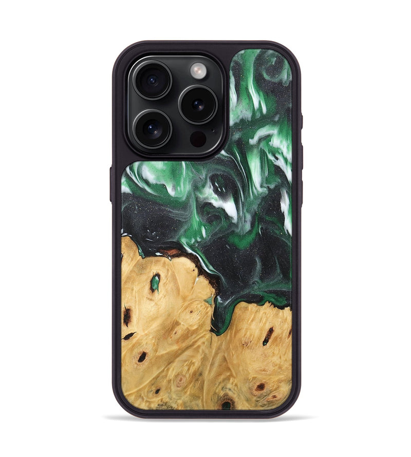 iPhone 15 Pro Wood Phone Case - Reyaud (Green, 744687)