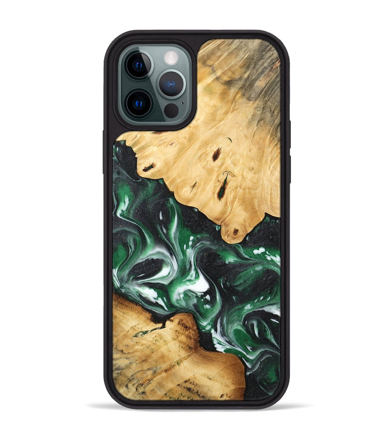 iPhone 12 Pro Max Wood Phone Case - Hien (Green, 744688)