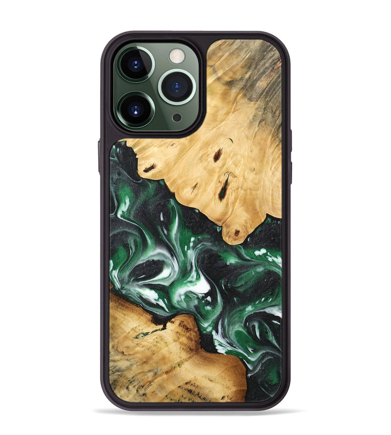 iPhone 13 Pro Max Wood Phone Case - Hien (Green, 744688)