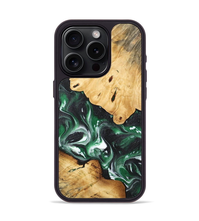 iPhone 15 Pro Wood Phone Case - Hien (Green, 744688)