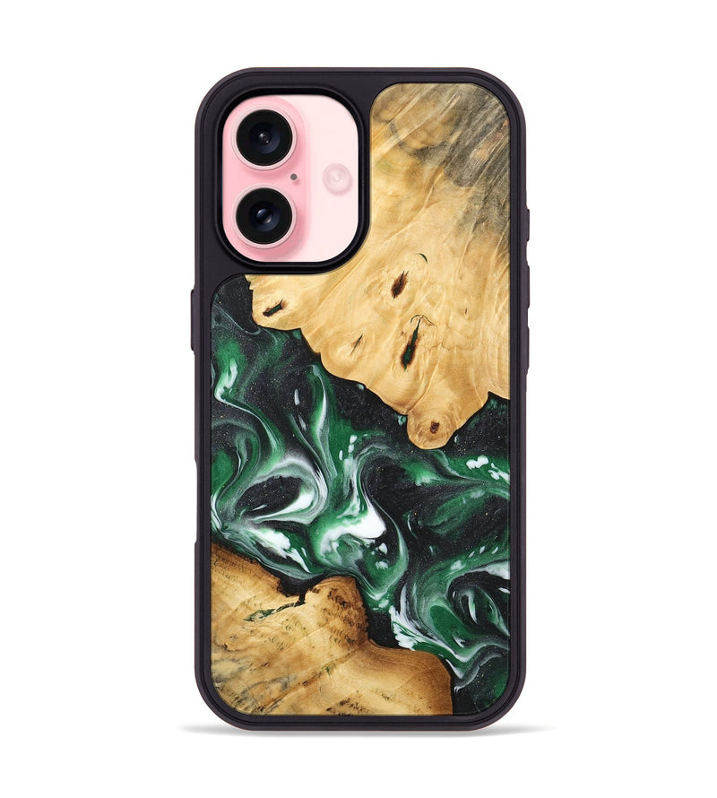 iPhone 16 Wood Phone Case - Hien (Green, 744688)