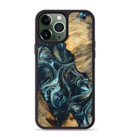 iPhone 13 Pro Max Wood Phone Case - Tiesha (Teal & Gold, 744692)