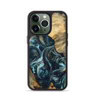 iPhone 13 Pro Wood Phone Case - Tiesha (Teal & Gold, 744692)