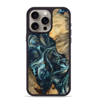 iPhone 15 Pro Max Wood Phone Case - Tiesha (Teal & Gold, 744692)