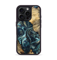 iPhone 16 Pro Wood Phone Case - Tiesha (Teal & Gold, 744692)