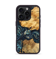 iPhone 16 Pro Wood Phone Case - Aigneis (Teal & Gold, 744695)