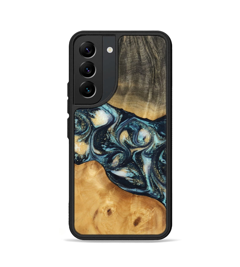 Galaxy S22 Wood Phone Case - Berna (Teal & Gold, 744707)