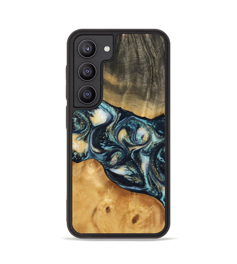 Galaxy S23 Wood Phone Case - Berna (Teal & Gold, 744707)