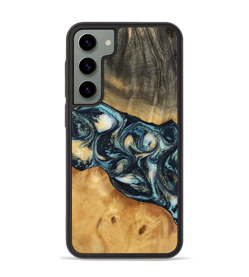 Galaxy S23 Plus Wood Phone Case - Berna (Teal & Gold, 744707)