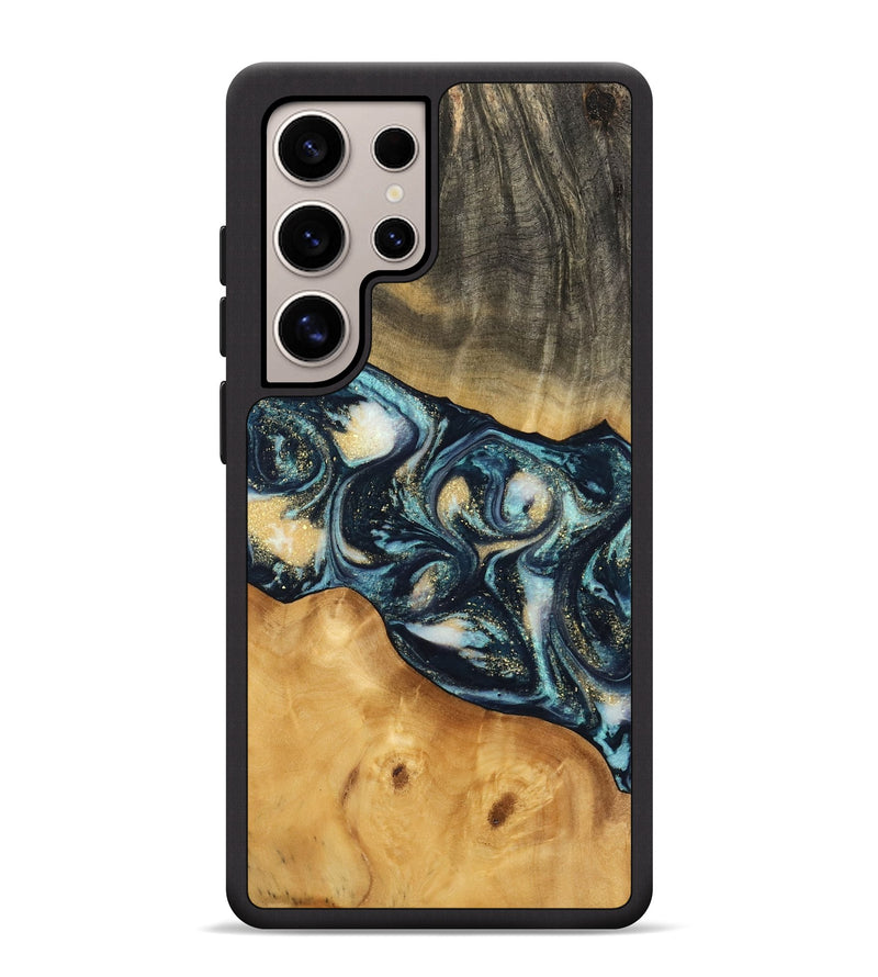 Galaxy S25 Ultra Wood Phone Case - Berna (Teal & Gold, 744707)