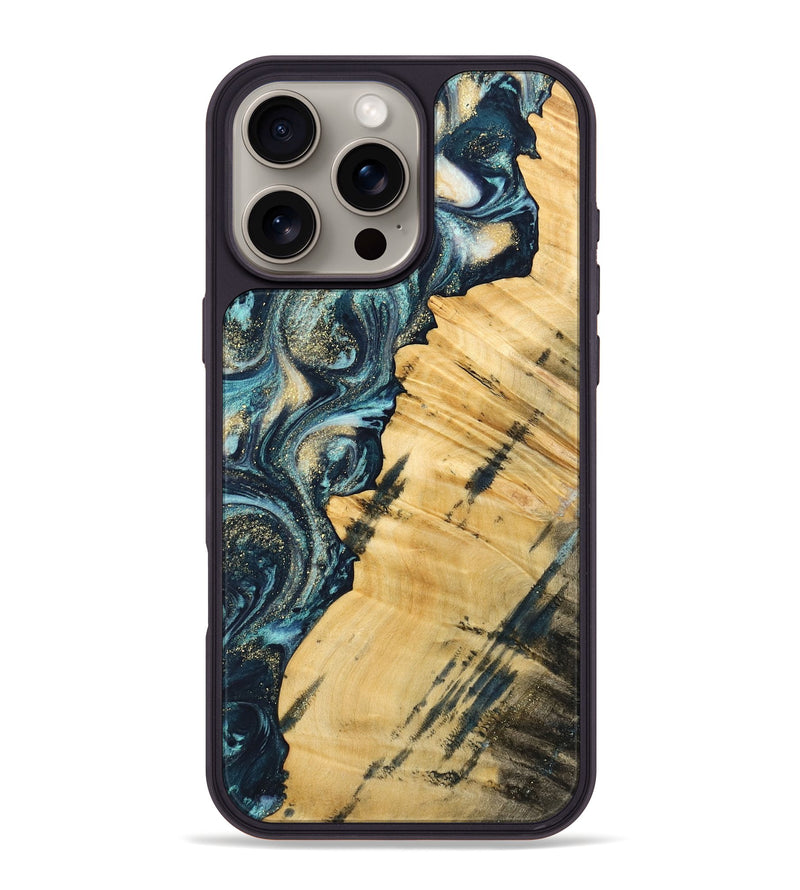 iPhone 16 Pro Max Wood Phone Case - MaryKay (Teal & Gold, 744711)