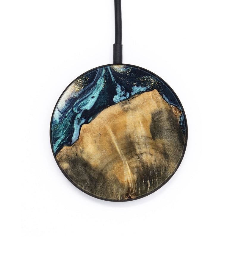 Circle Wood Wireless Charger - Charo (Teal & Gold, 744713)