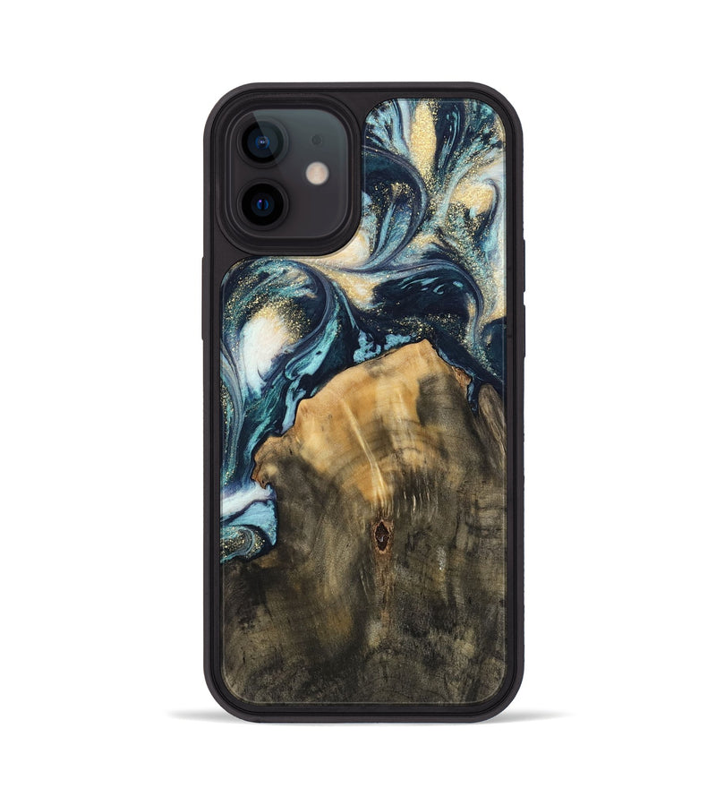 iPhone 12 Wood Phone Case - Charo (Teal & Gold, 744713)