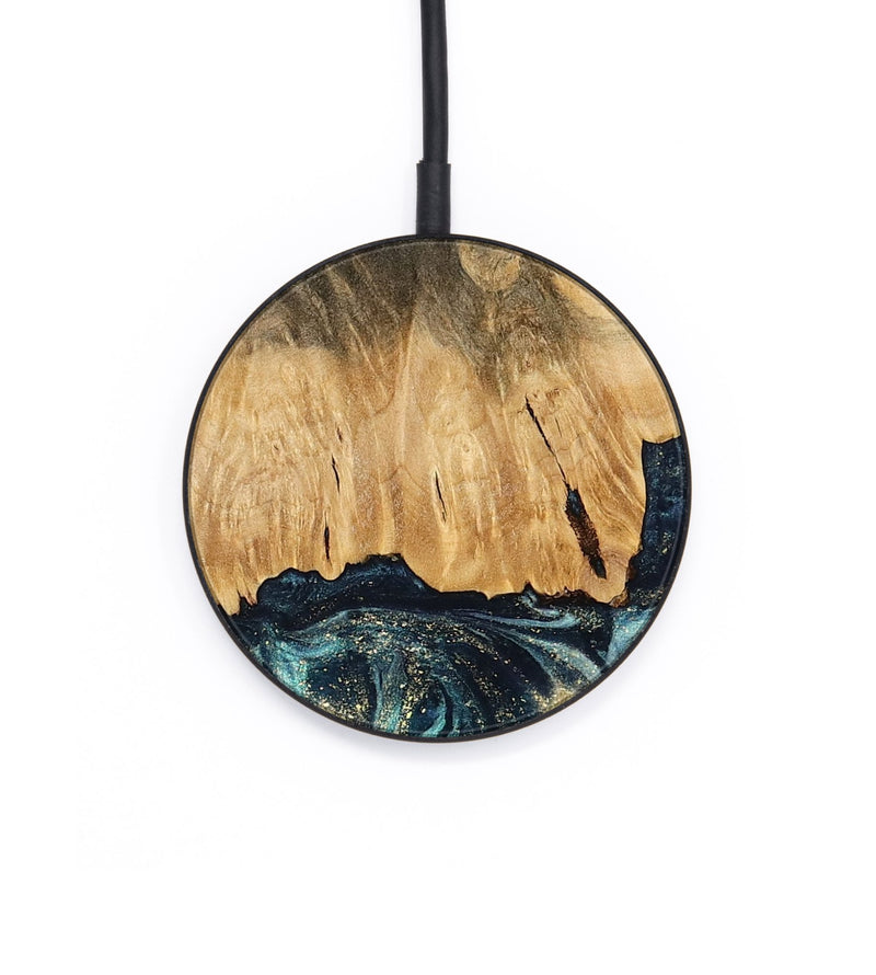 Circle Wood Wireless Charger - Verdell (Teal & Gold, 744718)