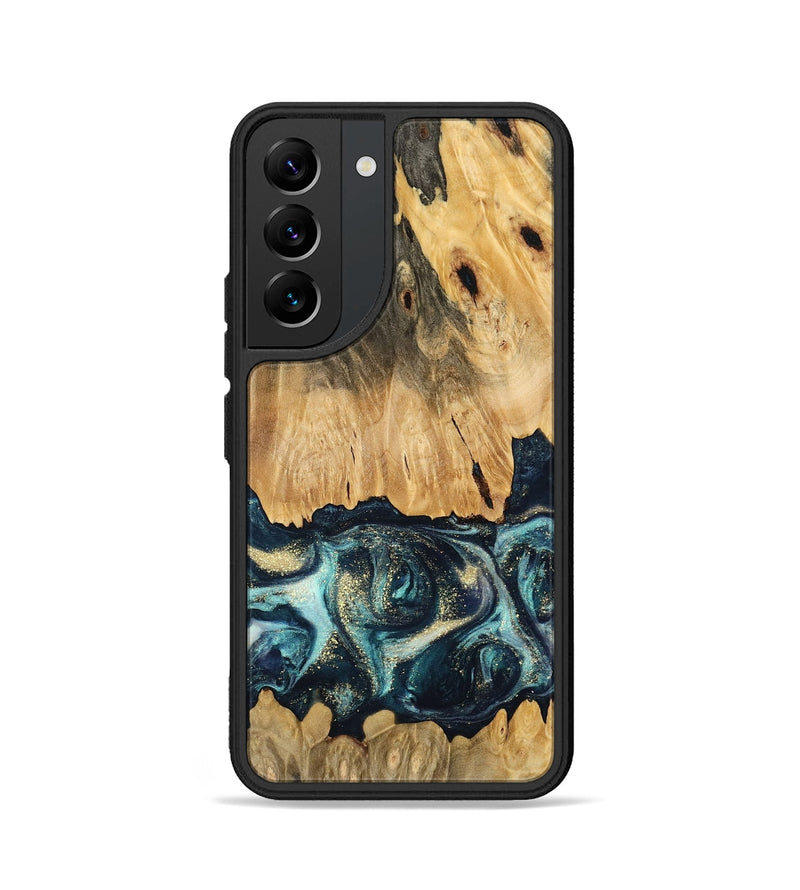 Galaxy S22 Wood Phone Case - Verdell (Teal & Gold, 744718)