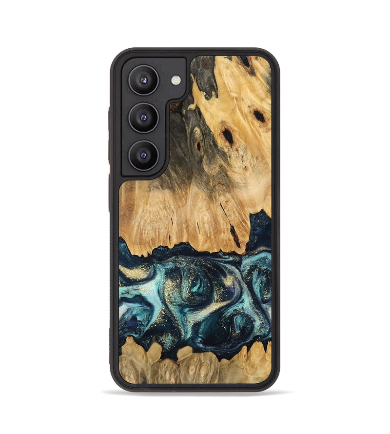 Galaxy S23 Wood Phone Case - Verdell (Teal & Gold, 744718)