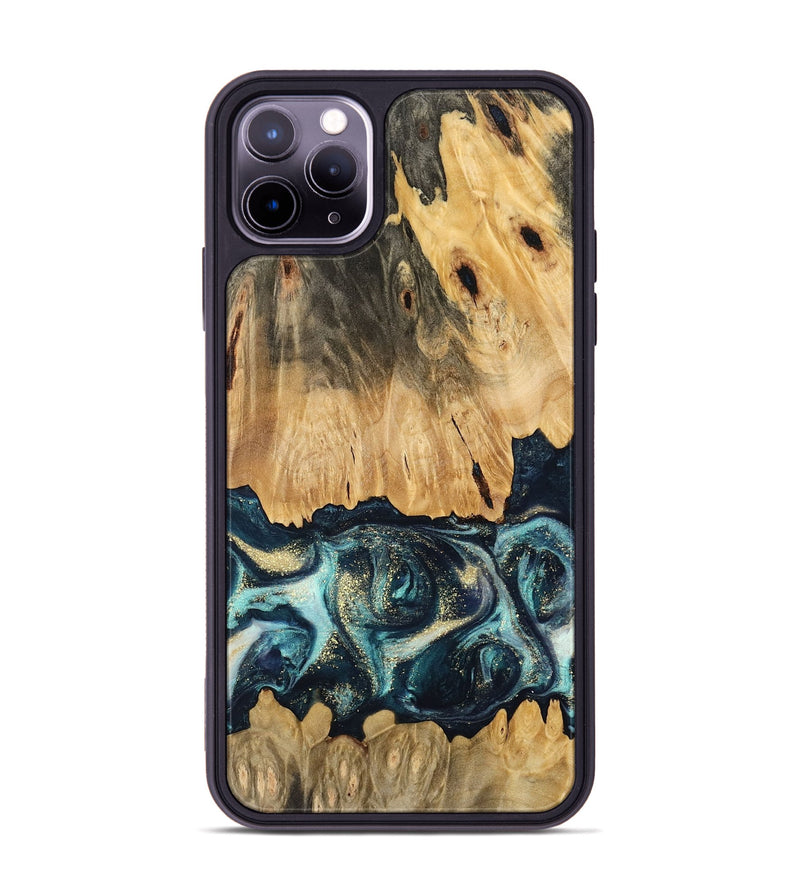 iPhone 11 Pro Max Wood Phone Case - Verdell (Teal & Gold, 744718)