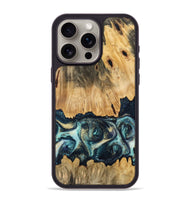 iPhone 15 Pro Max Wood Phone Case - Verdell (Teal & Gold, 744718)