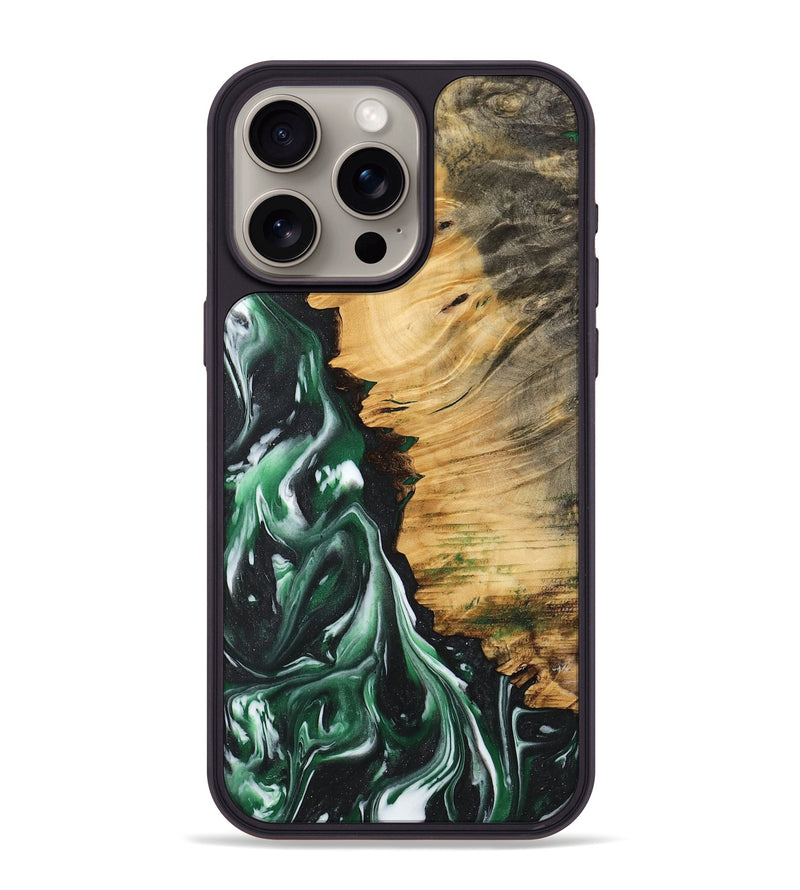 iPhone 15 Pro Max Wood Phone Case - Sandye (Green, 744732)