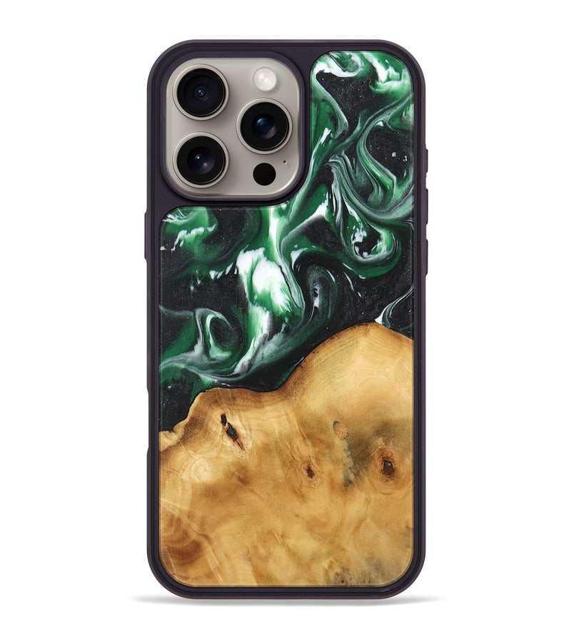 iPhone 16 Pro Max Wood Phone Case - Toshio (Green, 744733)