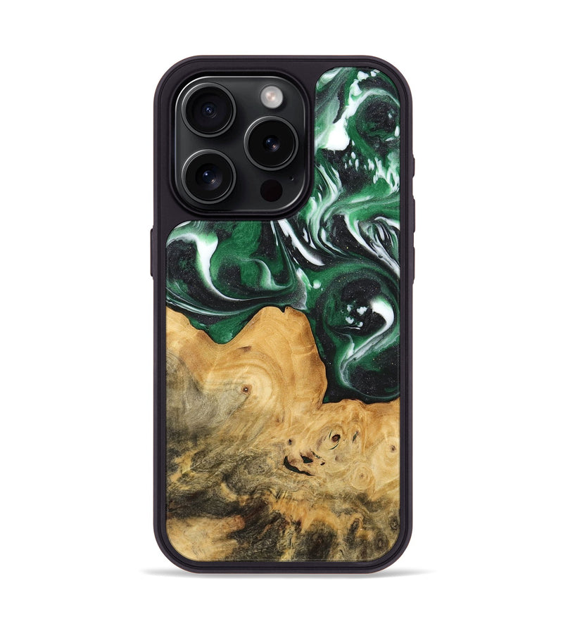 iPhone 15 Pro Wood Phone Case - Kennith (Green, 744735)