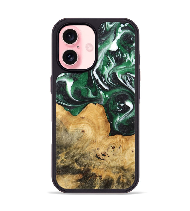 iPhone 16 Wood Phone Case - Kennith (Green, 744735)